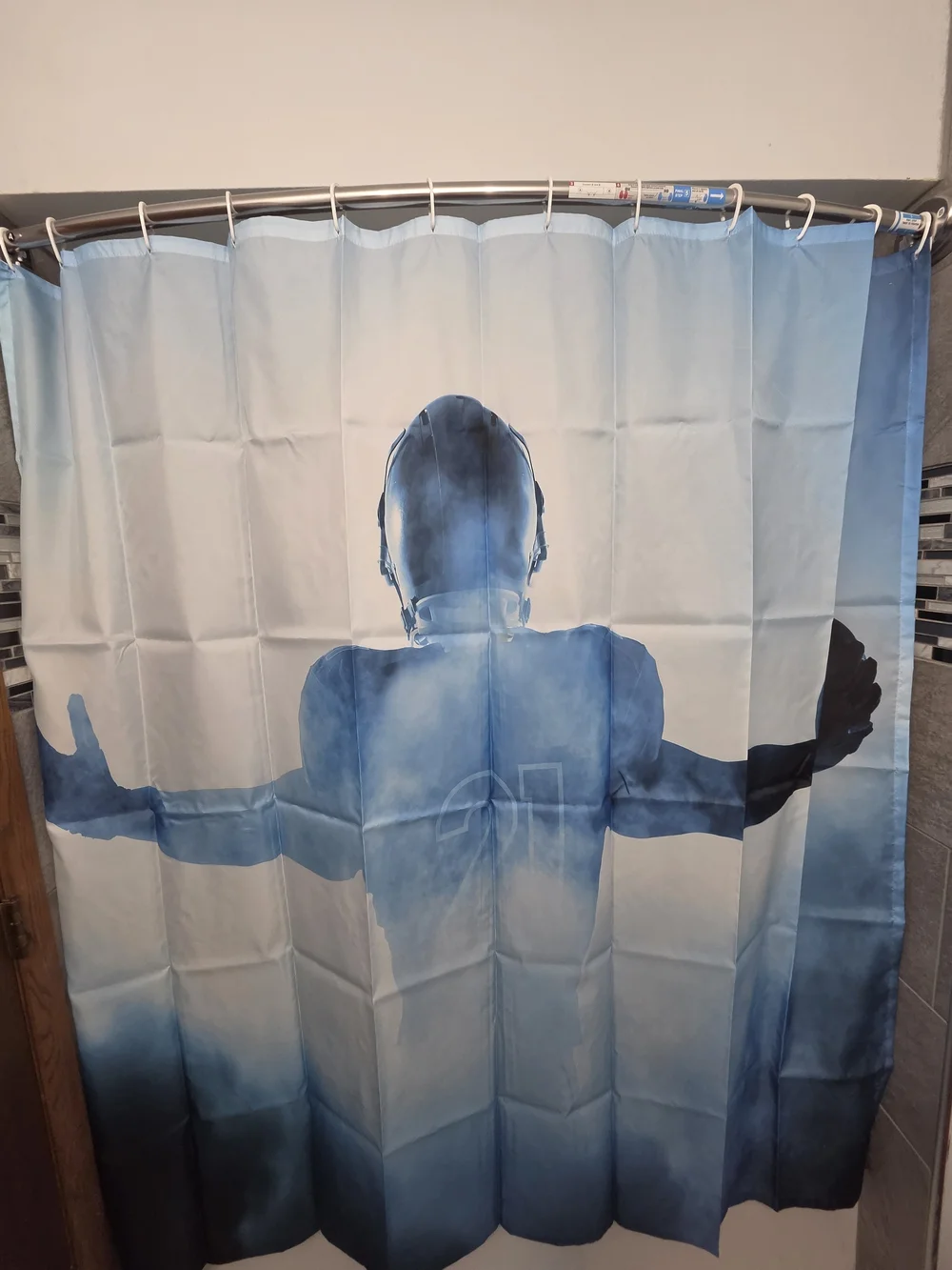 Blue Athletic Silhouette Shower Curtain - Home Bath